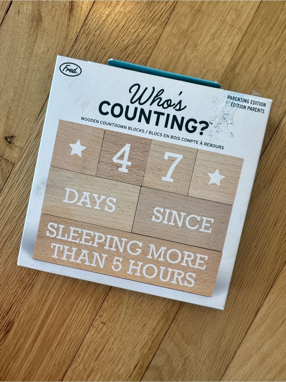 Fred Wooden Countdown Blocks - Natural Wood and White